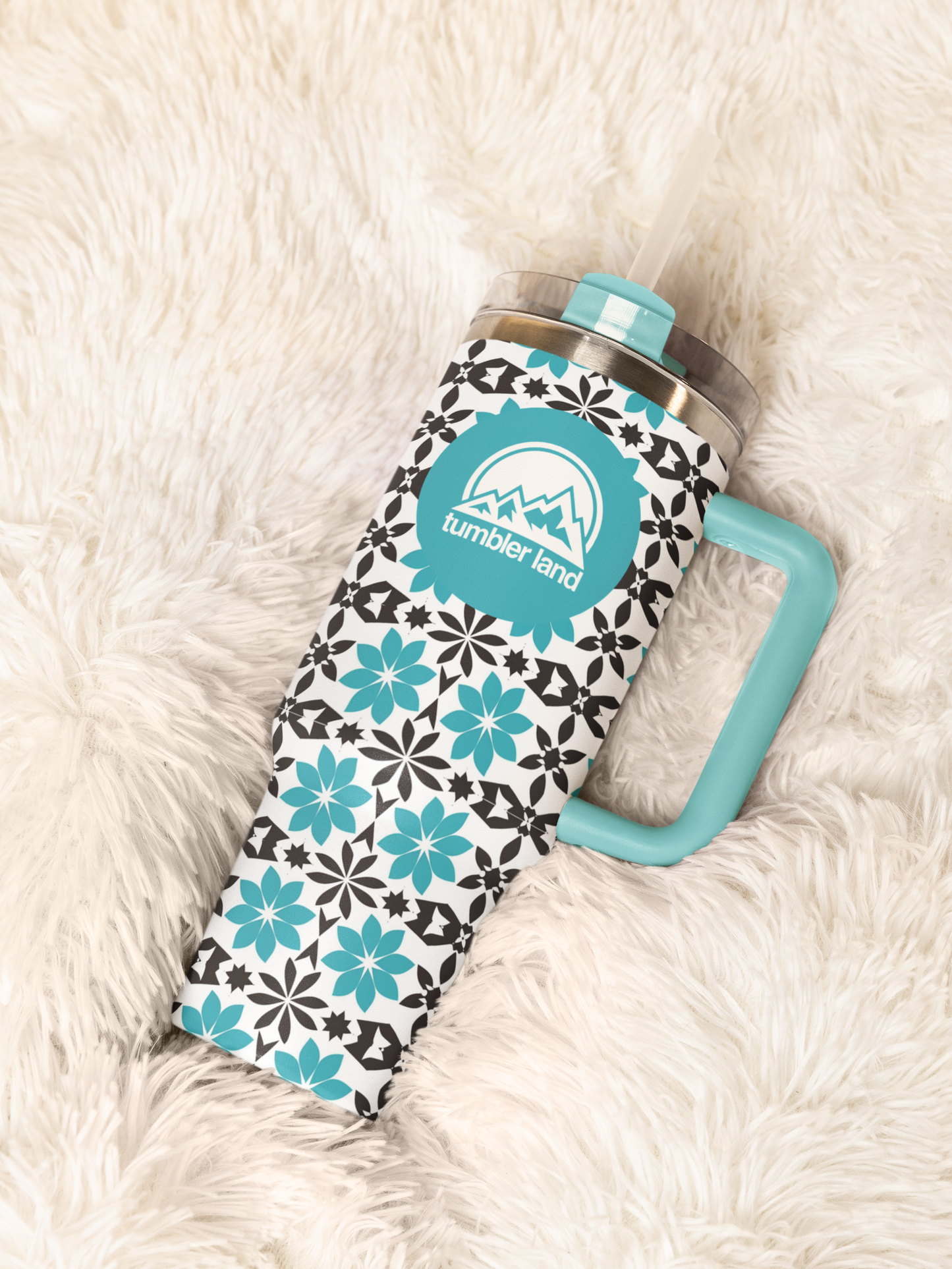 40oz | Bright Mosaic Tumbler | Bold Pattern, Strong Grip Handle