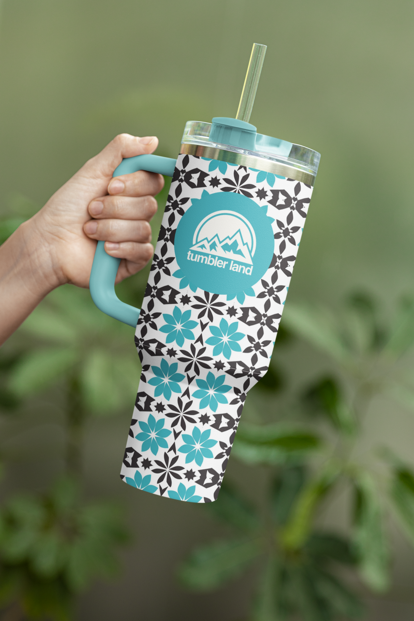40oz | Bright Mosaic Tumbler | Bold Pattern, Strong Grip Handle