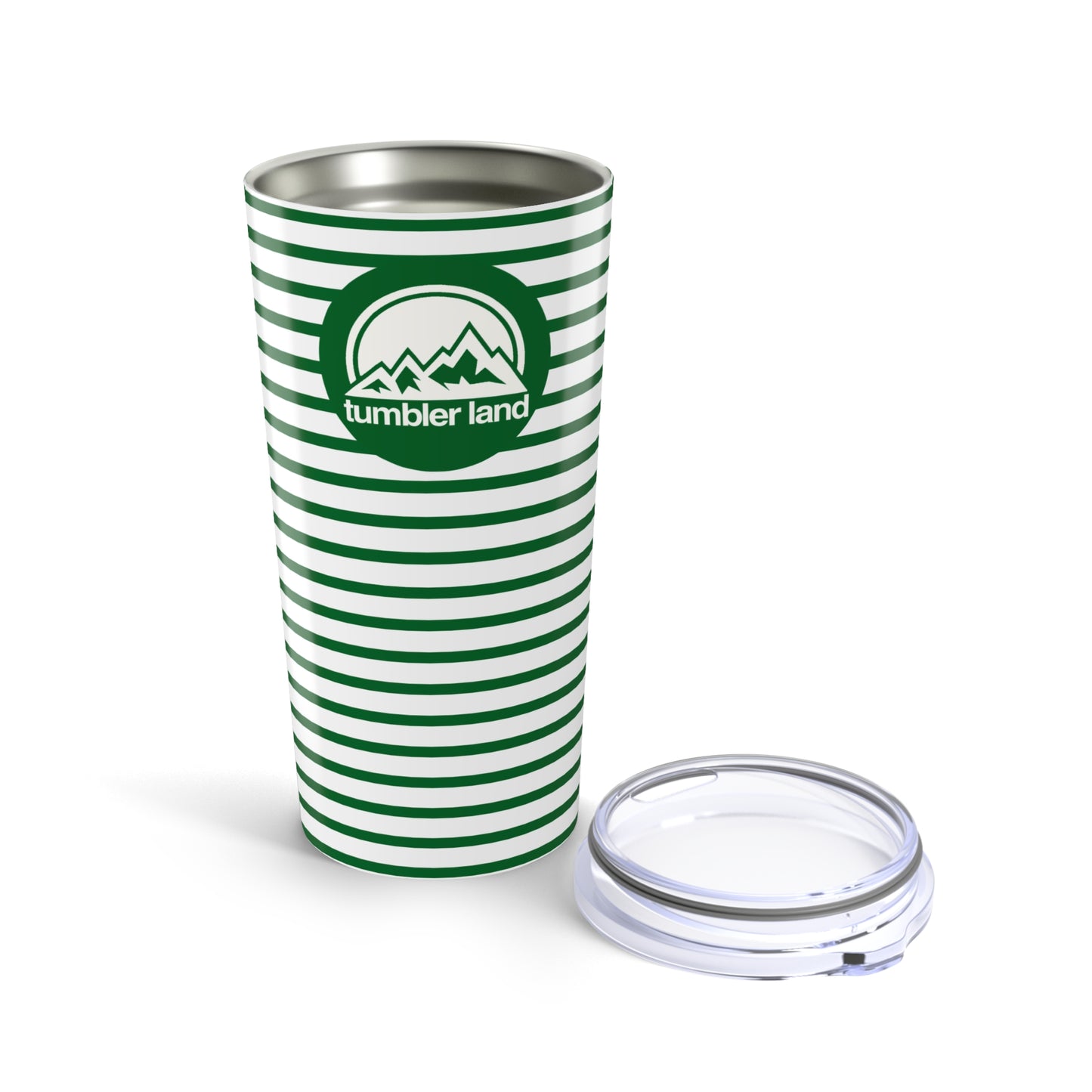20oz Tumbler | Green Striped Stainless Steel