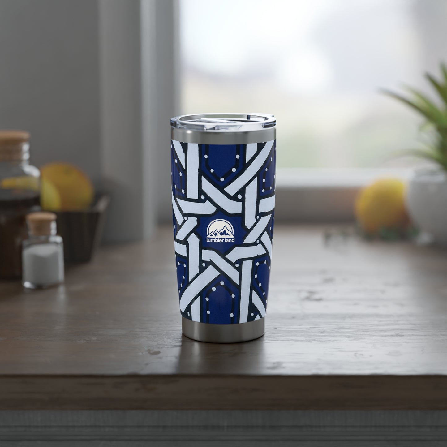 20oz | Blue Geometric Stainless Steel Tumbler