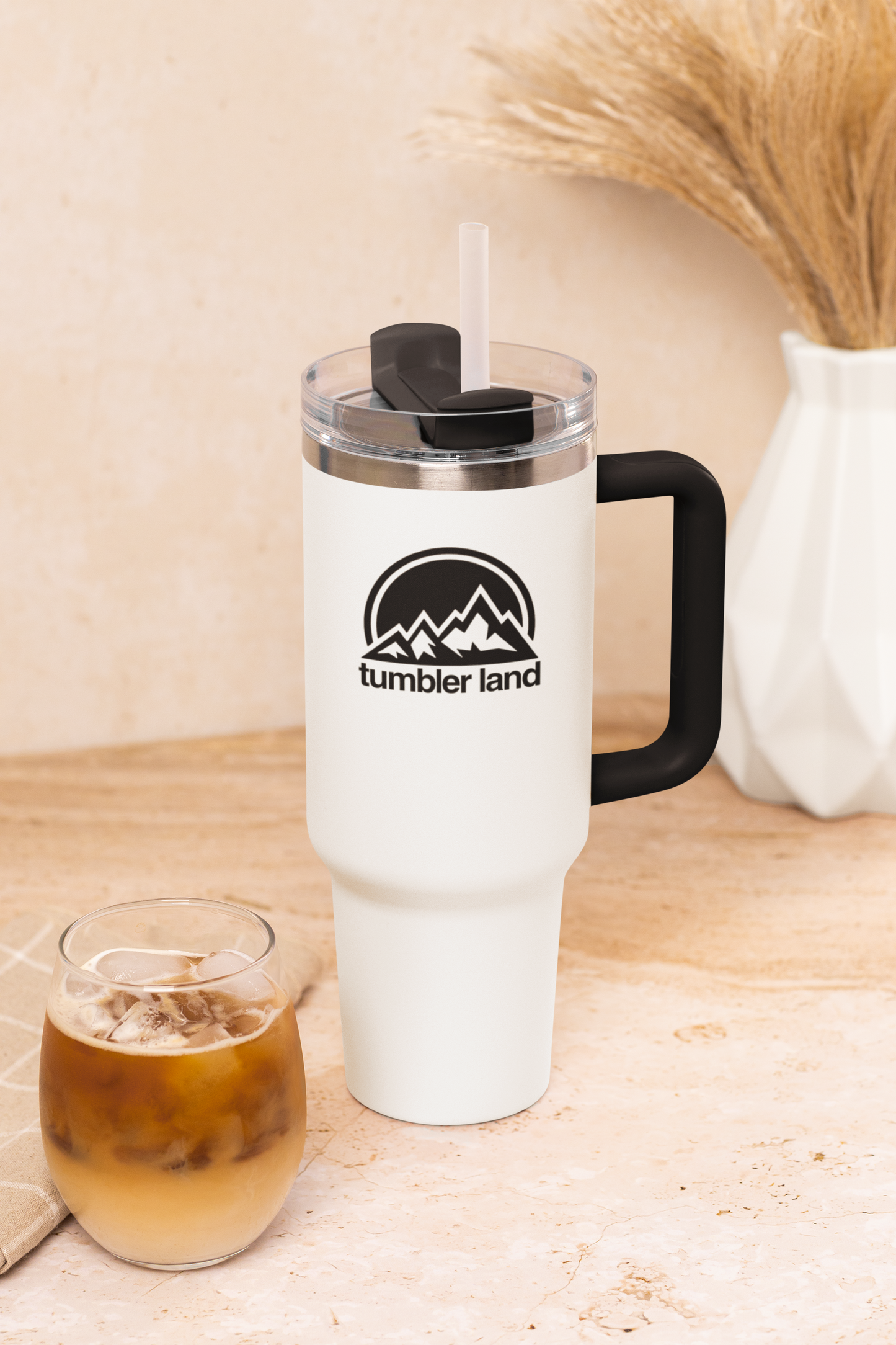 40oz White Tumbler | Spill-Proof, Reusable, Durable