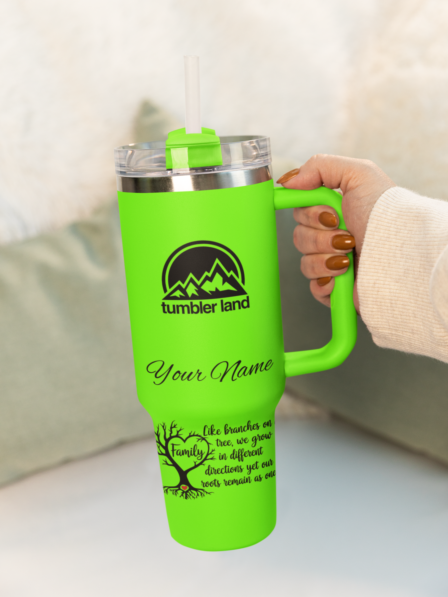 Personalized 40oz Tumbler – Family Quote & Custom Name | Insulated Mug USA | Eco Gift