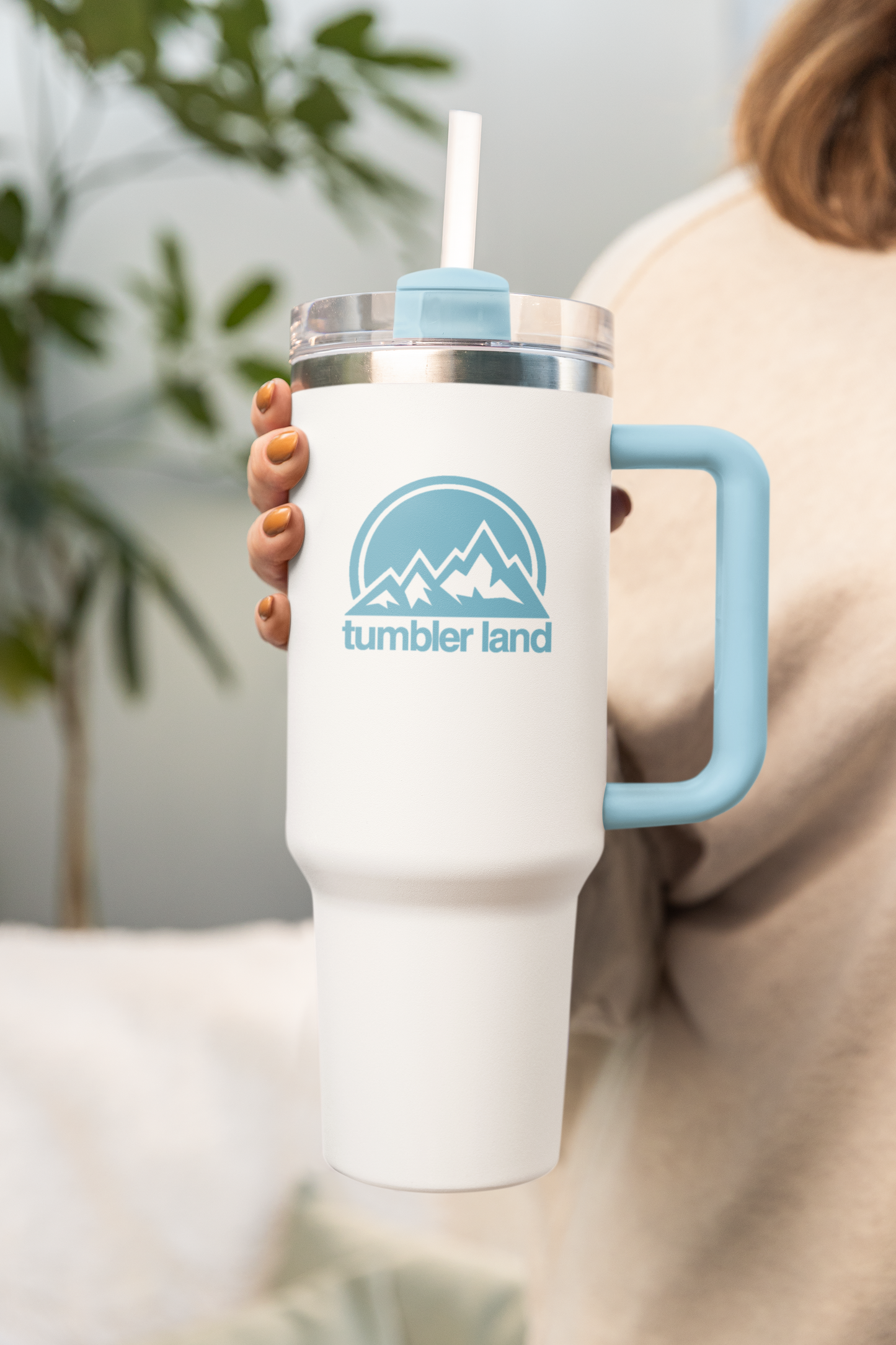 40oz White Tumbler | Spill-Proof, Reusable, Durable