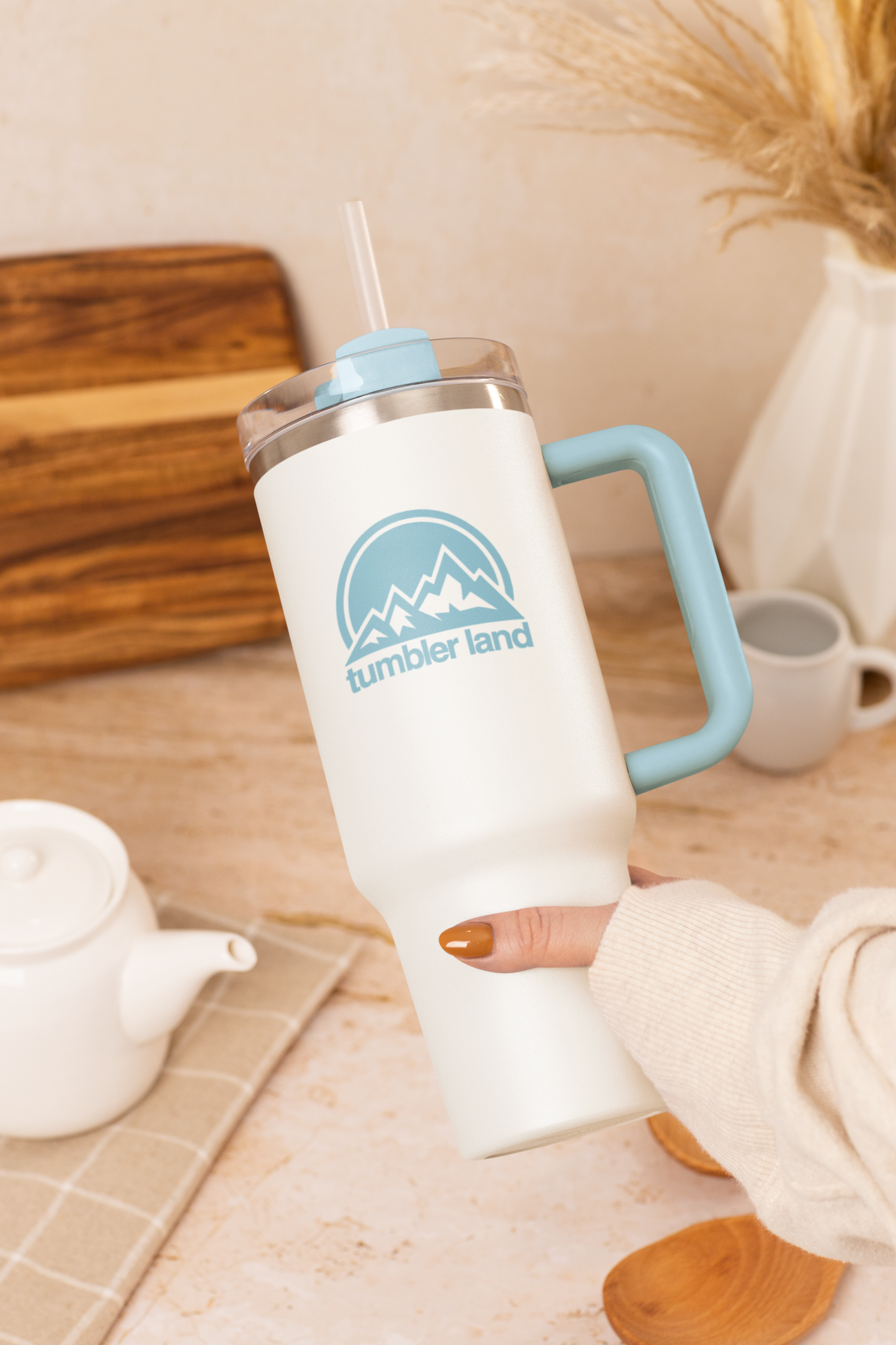40oz White Tumbler | Spill-Proof, Reusable, Durable