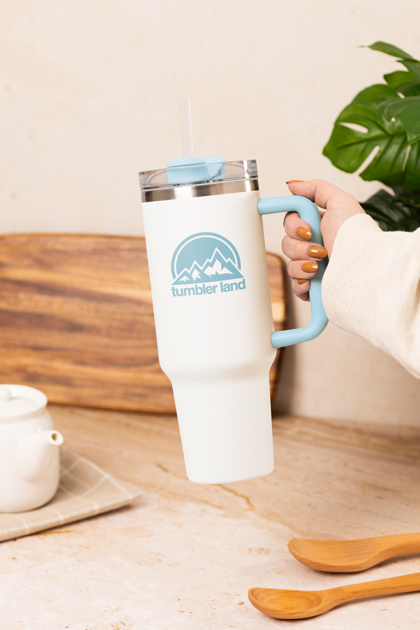 40oz White Tumbler | Spill-Proof, Reusable, Durable