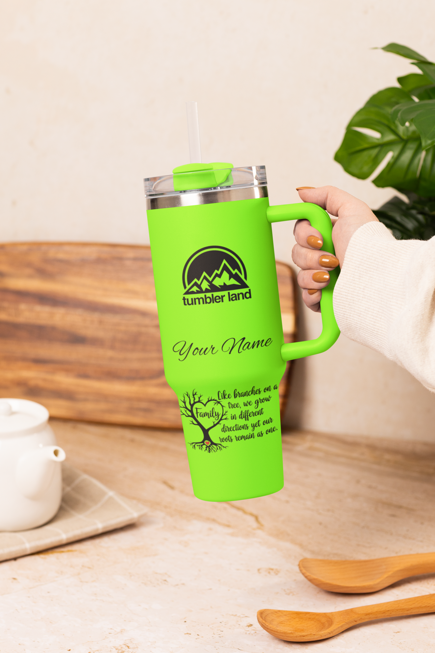 Personalized 40oz Tumbler – Family Quote & Custom Name | Insulated Mug USA | Eco Gift