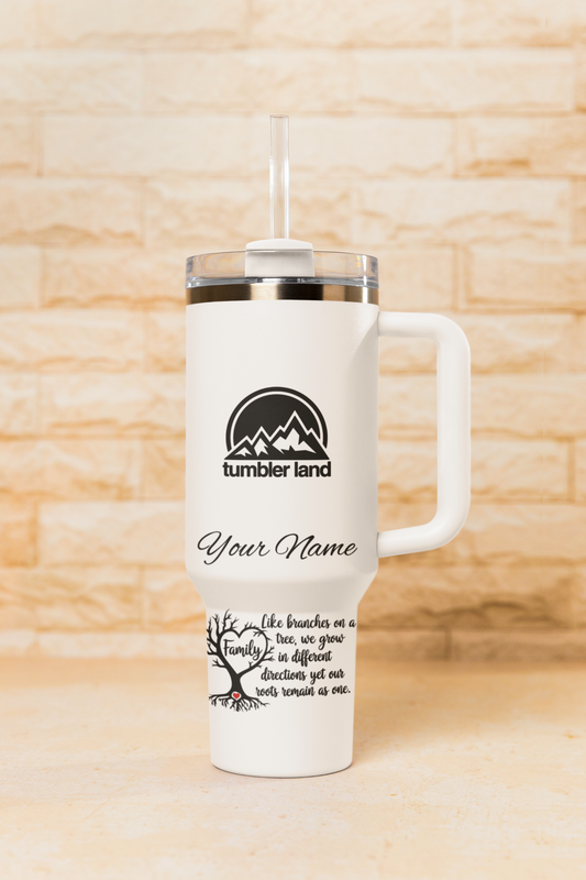 Personalized 40oz Tumbler – Family Quote & Custom Name | Insulated Mug USA | Eco Gift