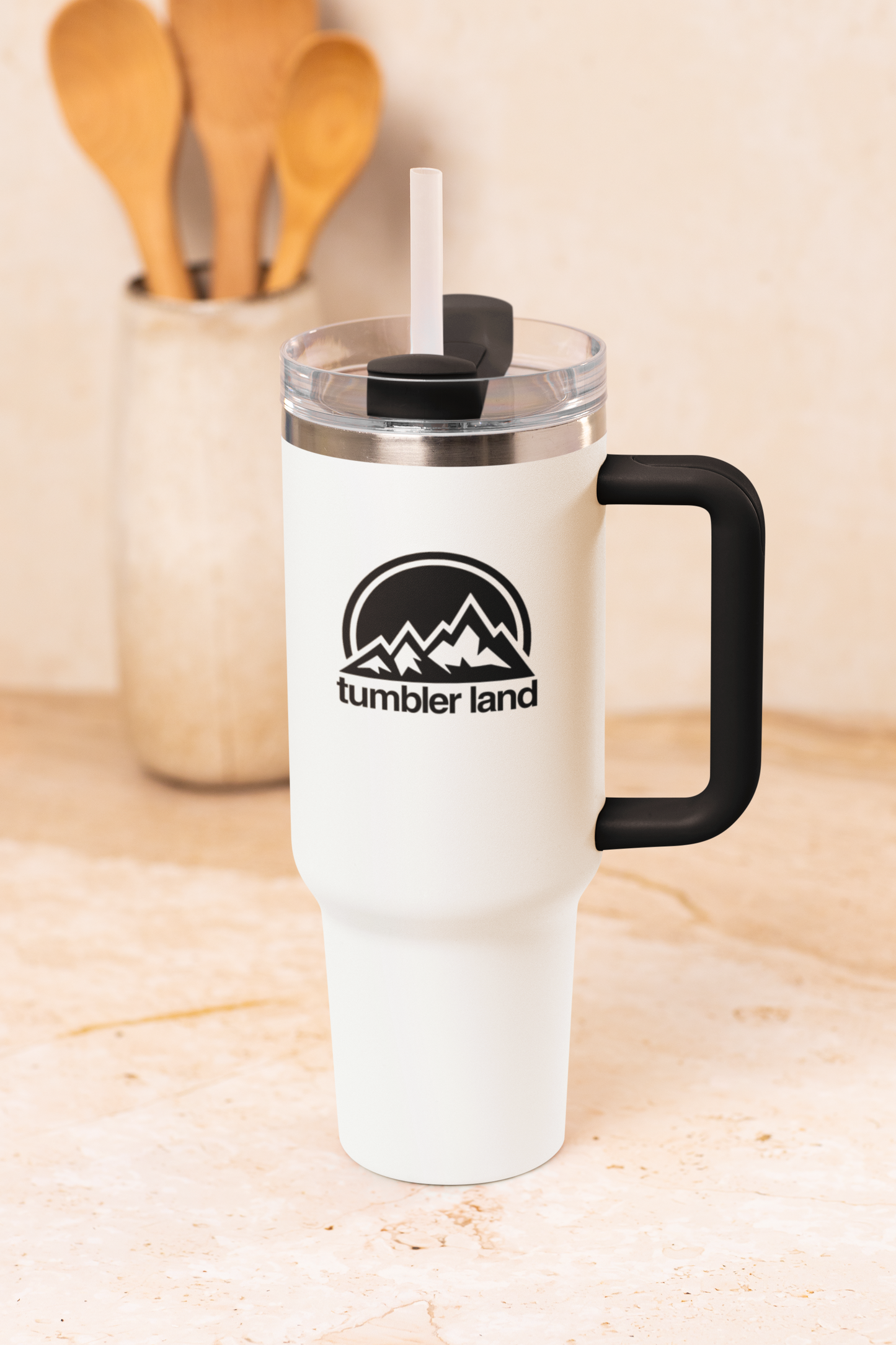 40oz White Tumbler | Spill-Proof, Reusable, Durable