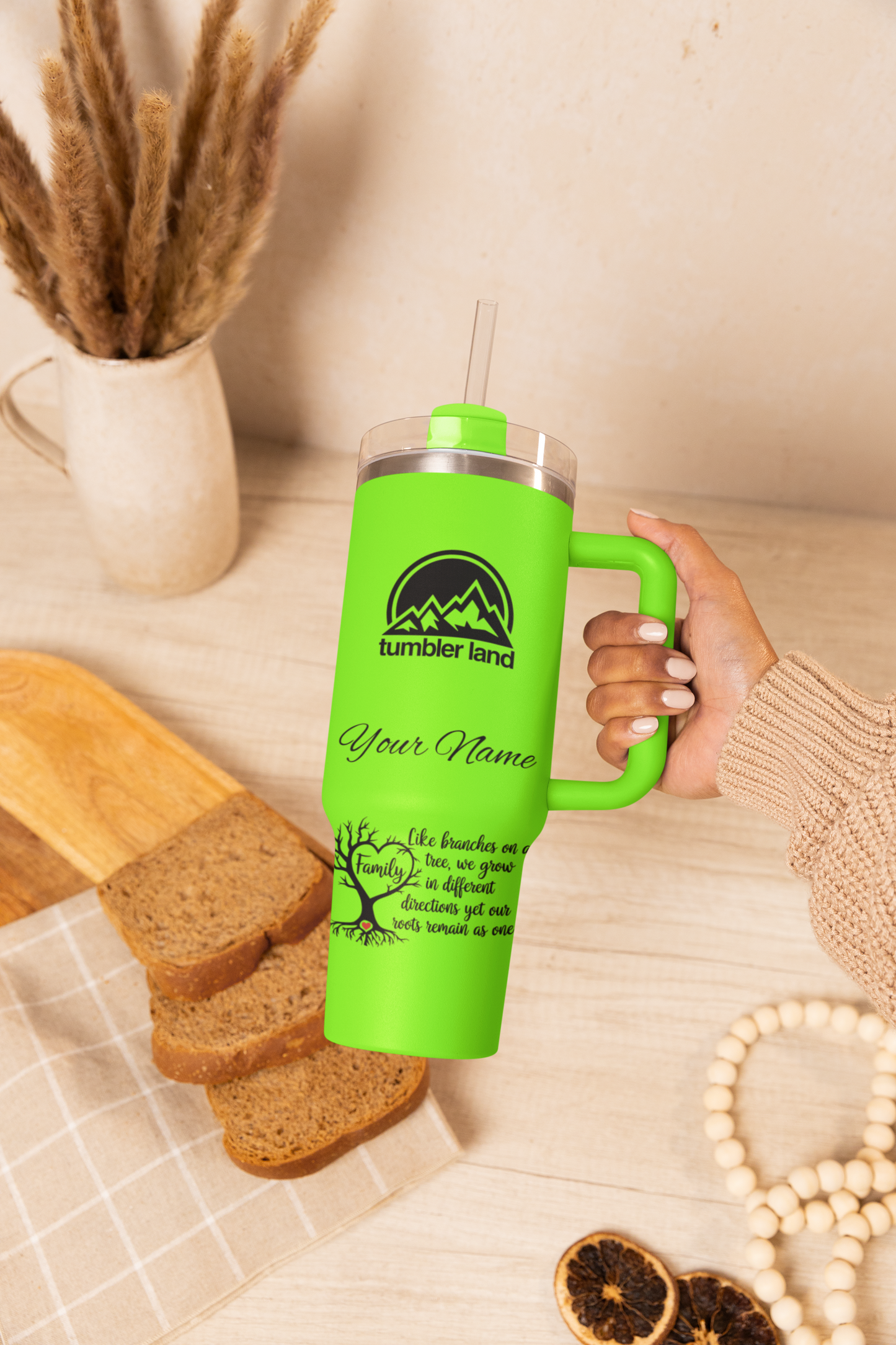Personalized 40oz Tumbler – Family Quote & Custom Name | Insulated Mug USA | Eco Gift