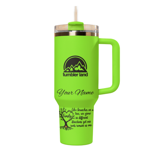 Personalized 40oz Tumbler – Family Quote & Custom Name | Insulated Mug USA | Eco Gift