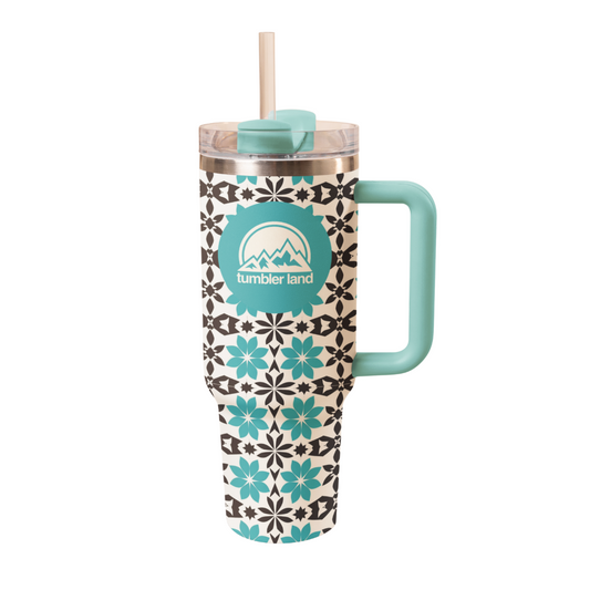 40oz | Bright Mosaic Tumbler | Bold Pattern, Strong Grip Handle
