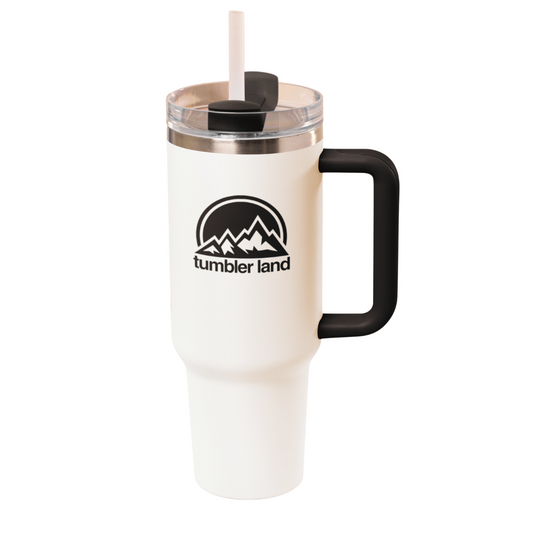 40oz White Tumbler | Spill-Proof, Reusable, Durable